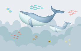卡通鲸鱼海底室内背景墙