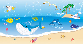 卡通海洋背景墙