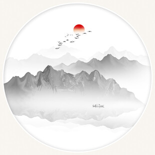 圆形山水画