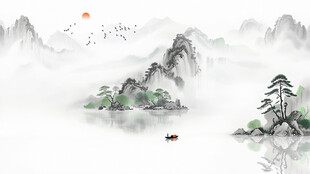 中式山水背景墙