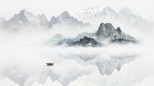 中国山水意境水墨图