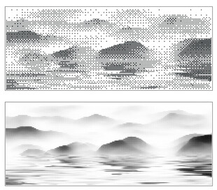 矢量圆点镂空山水铝单板冲孔