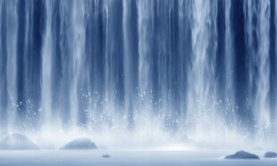 招财瀑布山水画