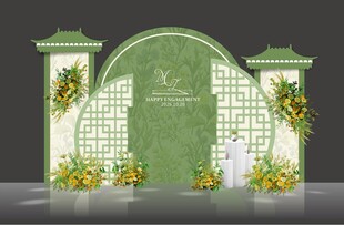 莫兰迪绿色迎宾签到区婚礼背景