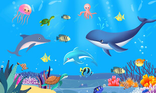 卡通海洋世界背景墙
