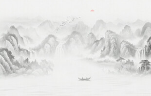 新中式水墨山水画