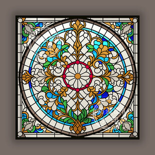 蒂凡尼教堂彩绘玻璃艺术贴膜图案