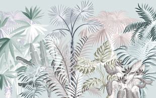 小清新淡雅热带植物背景墙