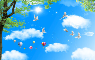 天空热气球背景