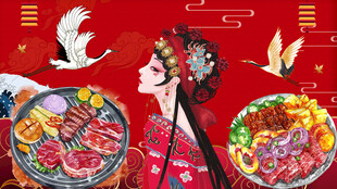 烤肉背景墙灯箱