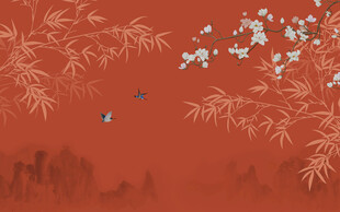 中式喜庆竹林背景墙