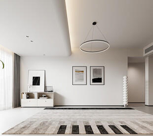 现代客厅背景墙空景