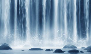 流水生财瀑布背景墙