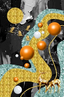 抽象麋鹿发财画