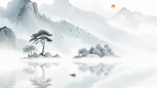 中式山水背景墙