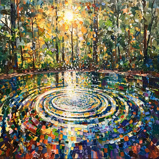 抽象風景画 油彩 数字油画DIY填色风景画可定制情侣手工绘制高级感抽象装饰画