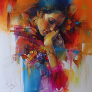 油彩画 人物 抽象的 center