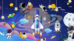 太空宇航员儿童房背景墙