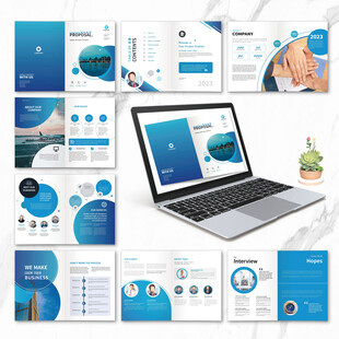 蓝色集团画册word设计模板