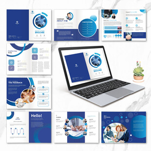 蓝色创意画册word设计模板