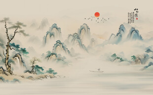 意境山水画电视背景墙