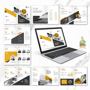 简洁金融画册word设计模板