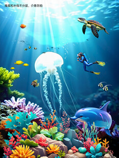 水母海底世界儿童房背景