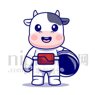 可爱卡通动物宇航员奶牛