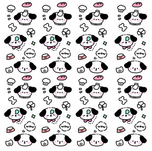  可爱卡通小狗印花