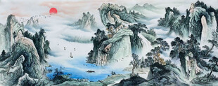 聚宝盆山水挂画
