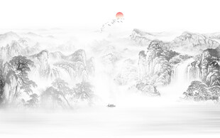 新中式水墨山水画