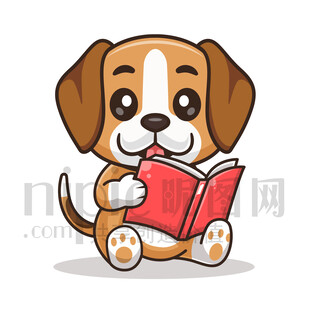 可爱卡通爱学习的小狗