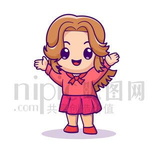 可爱卡通女孩美女