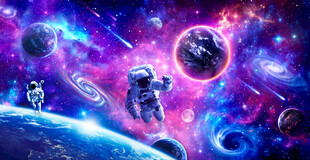 梦幻宇航员太空星球宇宙黑洞背景