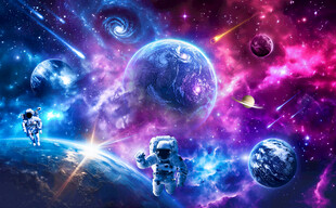 太空星球宇航员星空宇宙流星背景
