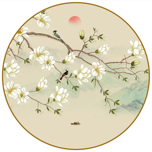 圆形花鸟画