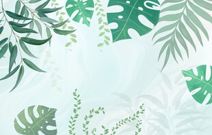 热带植物热带雨林树叶室内背景墙