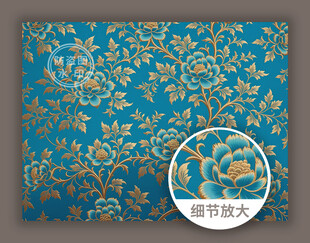 中式传统古典花纹蓝色锦缎图案