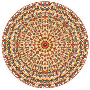 圆形复古花纹图案