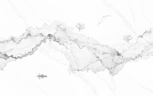 抽象水墨线条烟雾山水电视背景墙