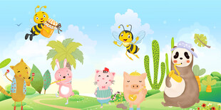 卡通儿童房背景墙