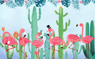 卡通火鸟背景墙