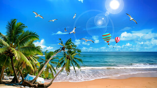 蓝天白云大海沙滩