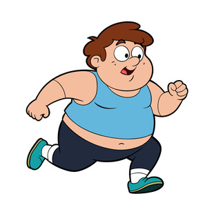 矢量人物跑步锻炼减肥的男孩
