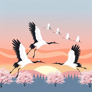 旭日仙鹤素材-旭日仙鹤图片-旭日仙鹤设计模板-昵图网