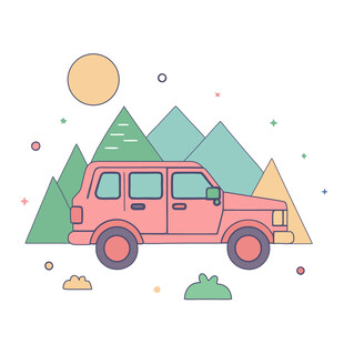 简约汽车自驾游旅行