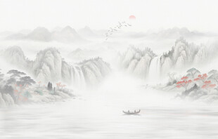 新中式水墨山水画