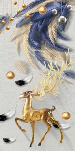 轻奢羽毛麋鹿装饰画