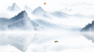 新中式意境山水水墨画