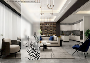 高清分层透明底平开门玻璃打印图